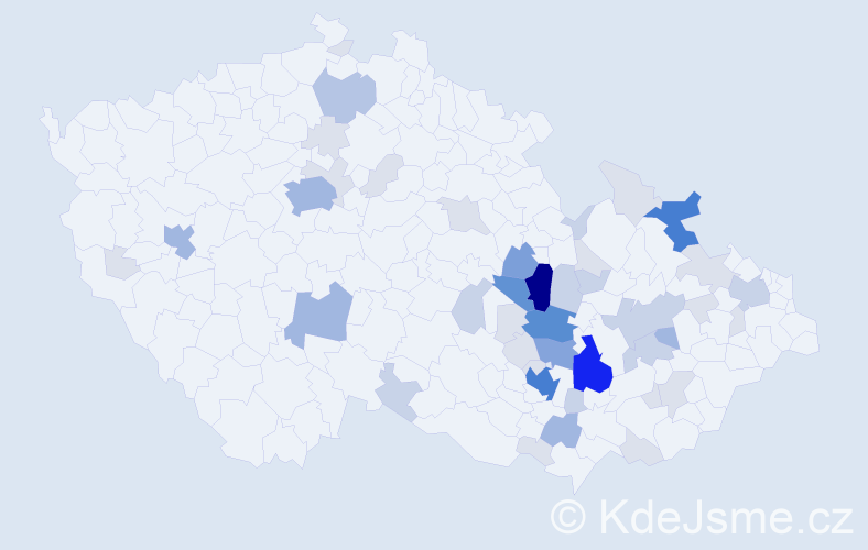 Příjmení: 'Bačovská', počet výskytů 162 v celé ČR