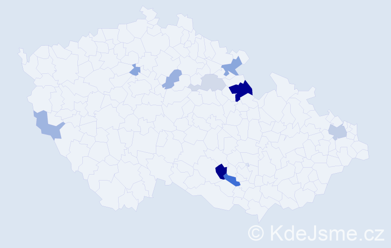 Příjmení: 'Freivald', počet výskytů 18 v celé ČR