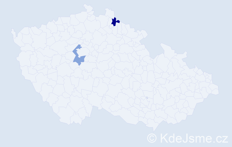 Příjmení: 'Kobezdová', počet výskytů 2 v celé ČR