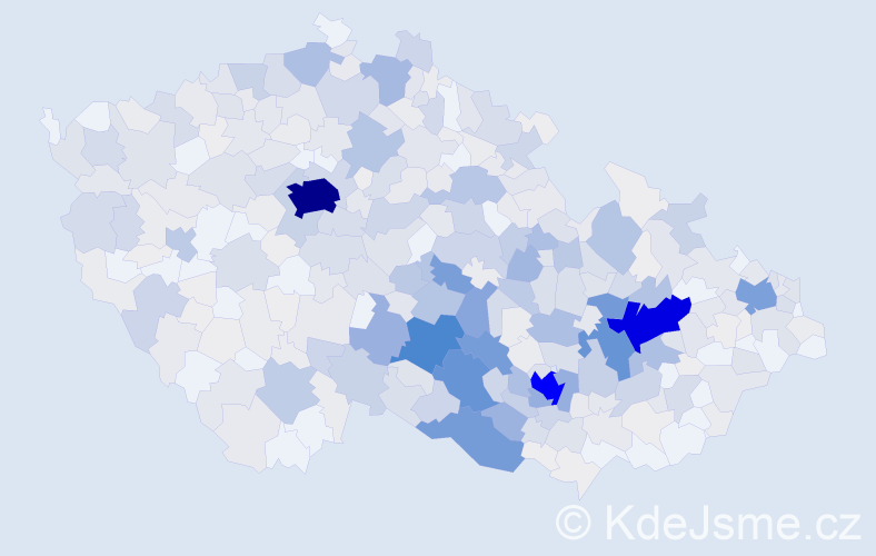 Příjmení: 'Coufal', počet výskytů 2256 v celé ČR