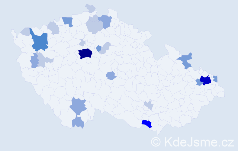 Příjmení: 'Kovacs', počet výskytů 66 v celé ČR