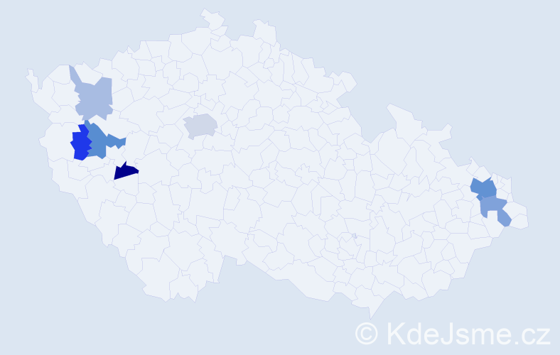 Příjmení: 'Vichnar', počet výskytů 18 v celé ČR