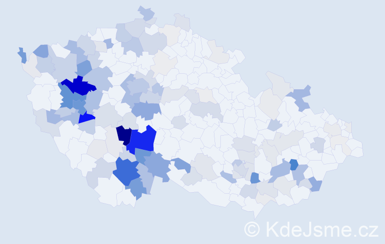 Příjmení: 'Tupý', počet výskytů 540 v celé ČR