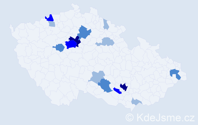 Příjmení: 'Duran', počet výskytů 30 v celé ČR