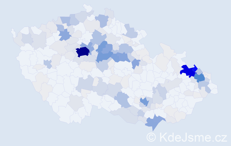 Příjmení: 'Kurka', počet výskytů 944 v celé ČR