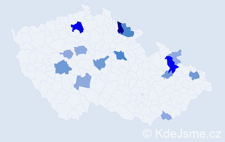 Příjmení: 'Hesko', počet výskytů 34 v celé ČR