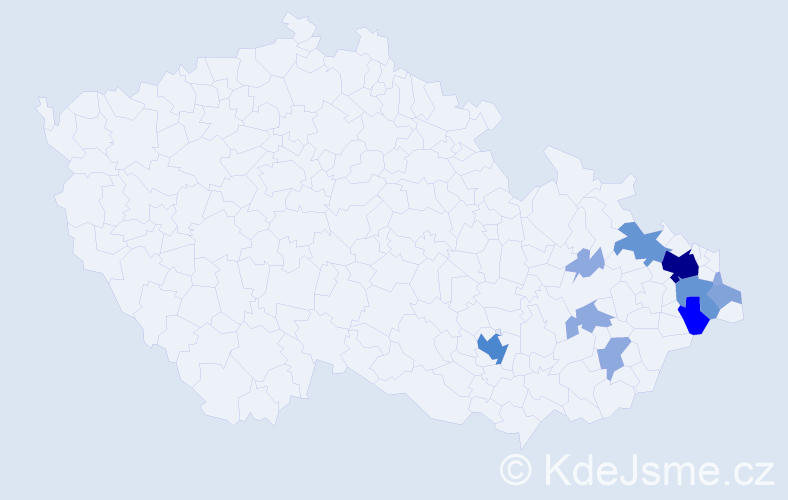 Příjmení: 'Kudělásek', počet výskytů 30 v celé ČR