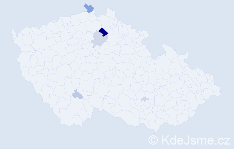 Příjmení: 'Kraušner', počet výskytů 23 v celé ČR