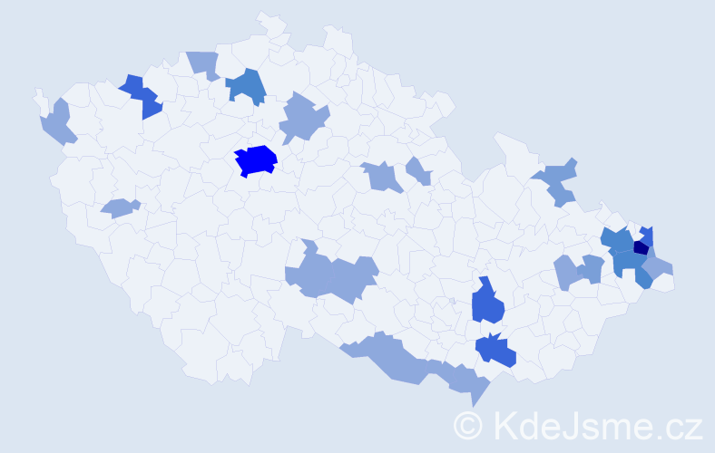 Příjmení: 'Holka', počet výskytů 56 v celé ČR