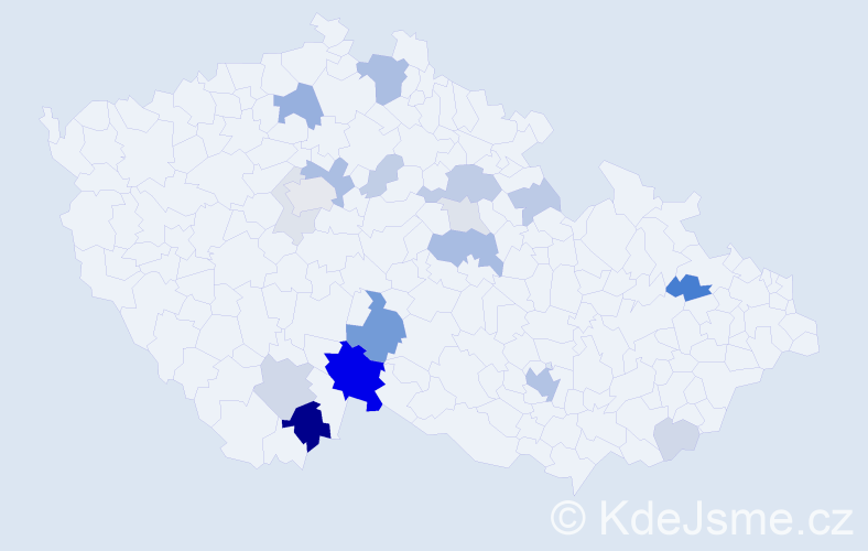 Příjmení: 'Emr', počet výskytů 57 v celé ČR