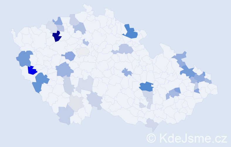 Příjmení: 'Kelner', počet výskytů 94 v celé ČR