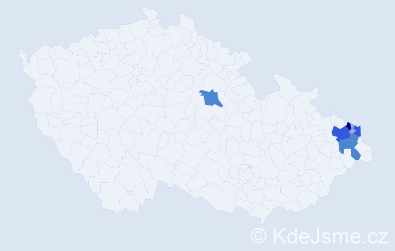 Příjmení: 'Solčánová', počet výskytů 18 v celé ČR