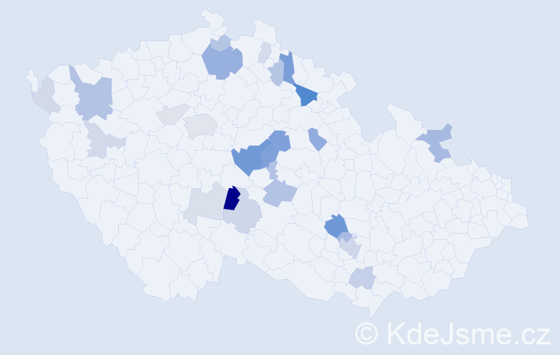Příjmení: 'Kňákalová', počet výskytů 55 v celé ČR