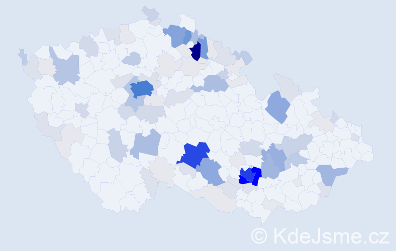 Příjmení: 'Kousal', počet výskytů 406 v celé ČR