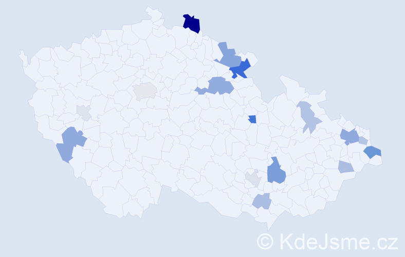 Příjmení: 'Vojtasová', počet výskytů 49 v celé ČR