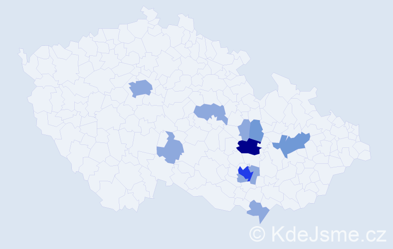 Příjmení: 'Vybral', počet výskytů 27 v celé ČR