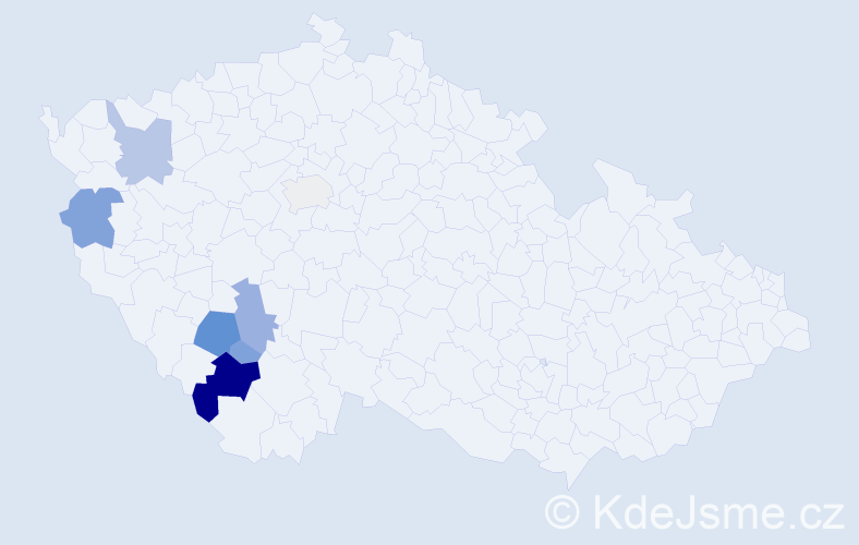 Příjmení: 'Chada', počet výskytů 29 v celé ČR