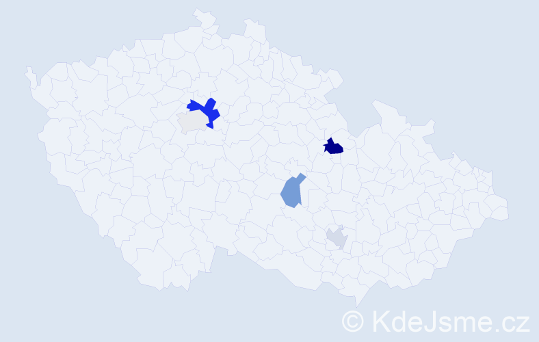 Příjmení: 'Teš', počet výskytů 9 v celé ČR