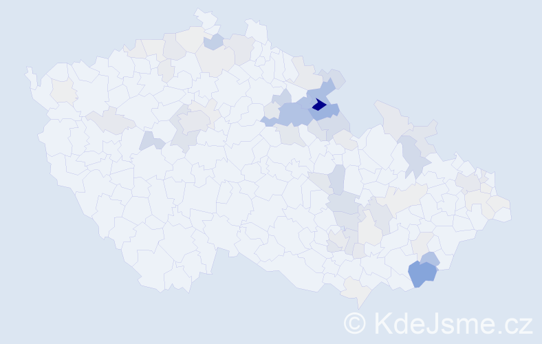 Příjmení: 'Kratěnová', počet výskytů 263 v celé ČR