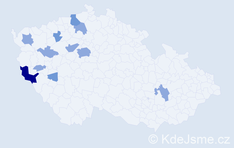 Příjmení: 'Pabian', počet výskytů 19 v celé ČR