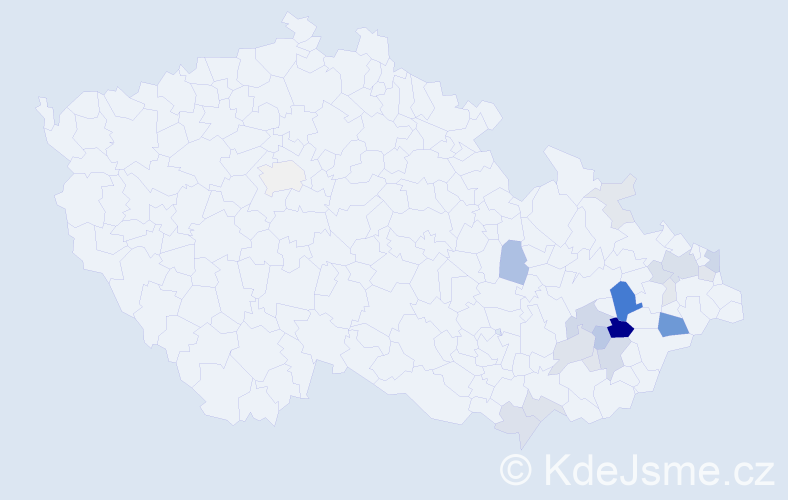 Příjmení: 'Mikšánek', počet výskytů 76 v celé ČR
