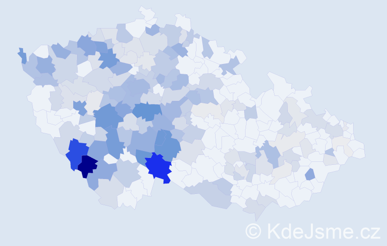 Příjmení: 'Kůrková', počet výskytů 653 v celé ČR