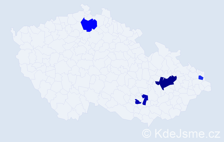 Příjmení: 'Častková', počet výskytů 5 v celé ČR