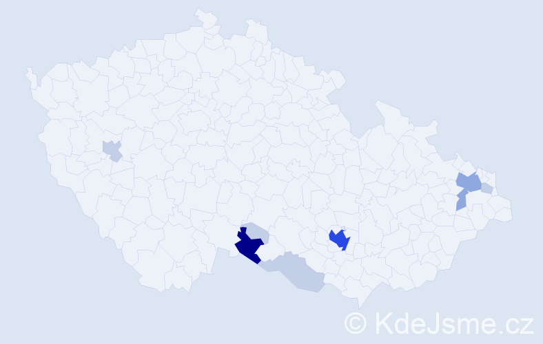 Příjmení: 'Tardon', počet výskytů 26 v celé ČR