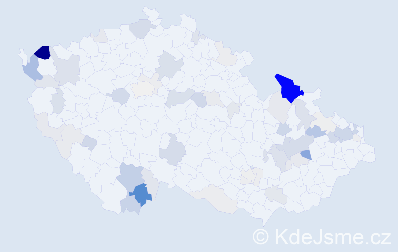 Příjmení: 'Salva', počet výskytů 191 v celé ČR