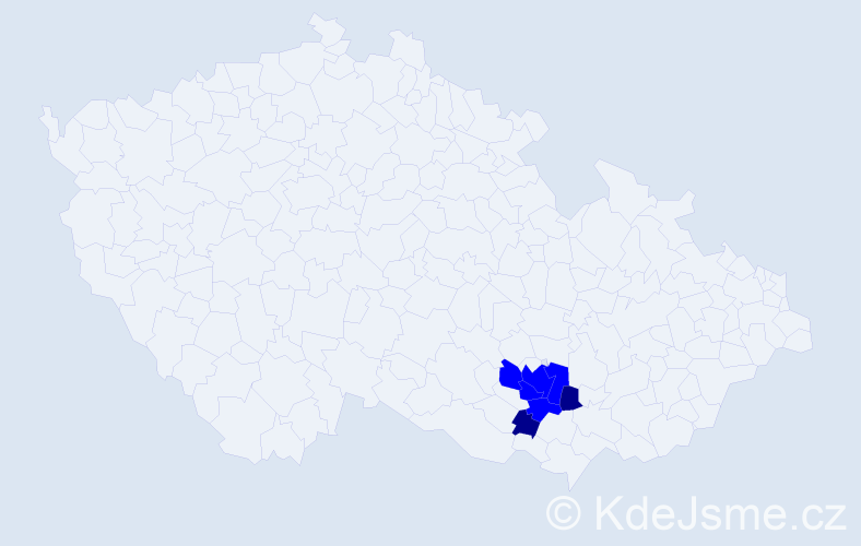 Příjmení: 'Krajpl', počet výskytů 8 v celé ČR