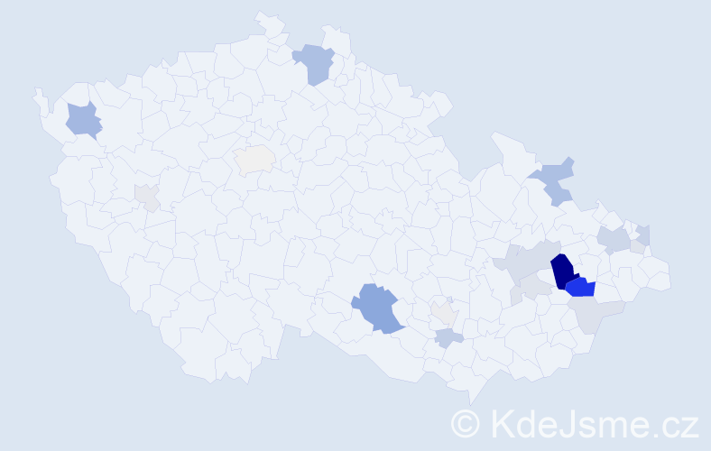Příjmení: 'Bělocká', počet výskytů 54 v celé ČR