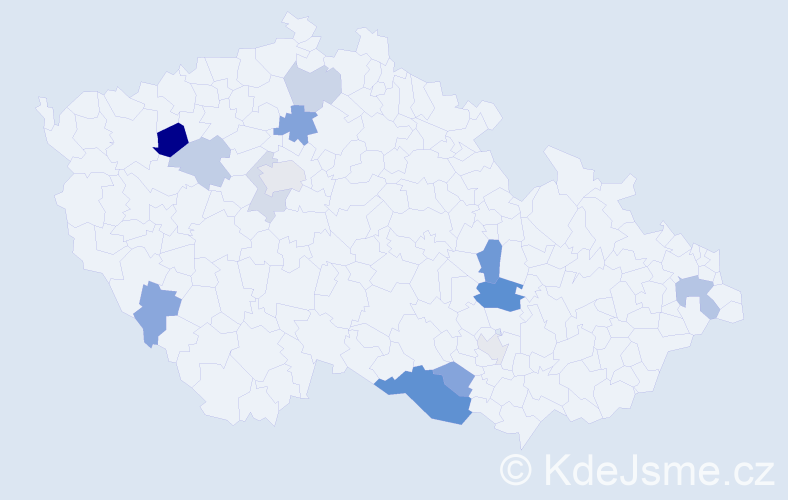 Příjmení: 'Bódisová', počet výskytů 28 v celé ČR