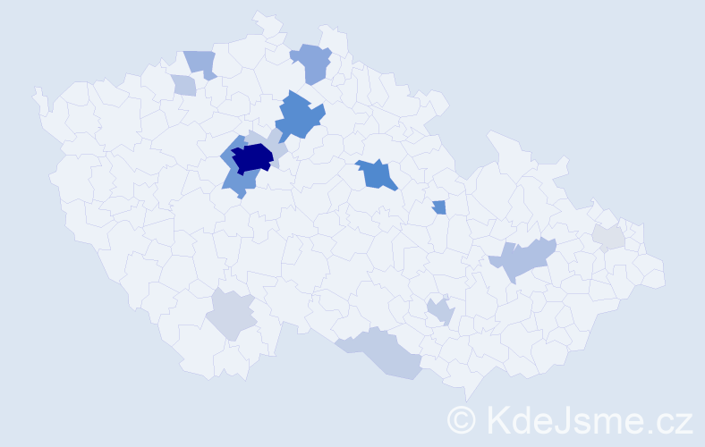 Příjmení: 'Hu', počet výskytů 119 v celé ČR
