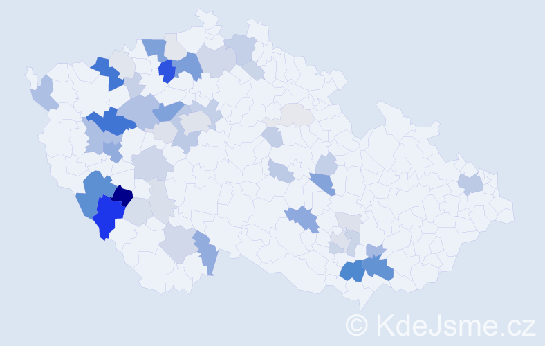 Příjmení: 'Ouda', počet výskytů 168 v celé ČR