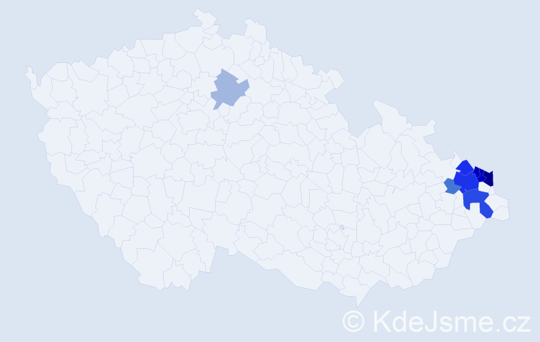 Příjmení: 'Moroň', počet výskytů 28 v celé ČR