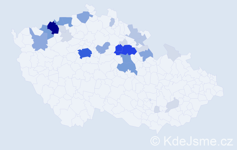 Příjmení: 'Leden', počet výskytů 104 v celé ČR