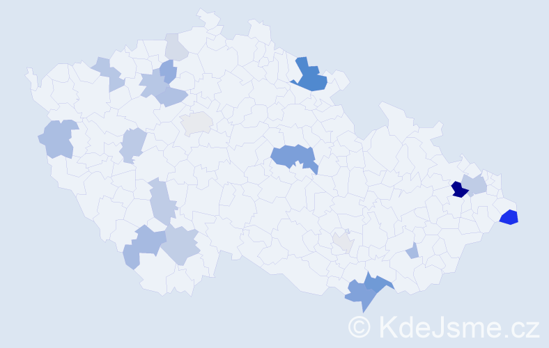 Příjmení: 'Gal', počet výskytů 44 v celé ČR