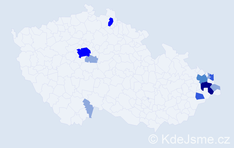 Příjmení: 'Sačková', počet výskytů 25 v celé ČR