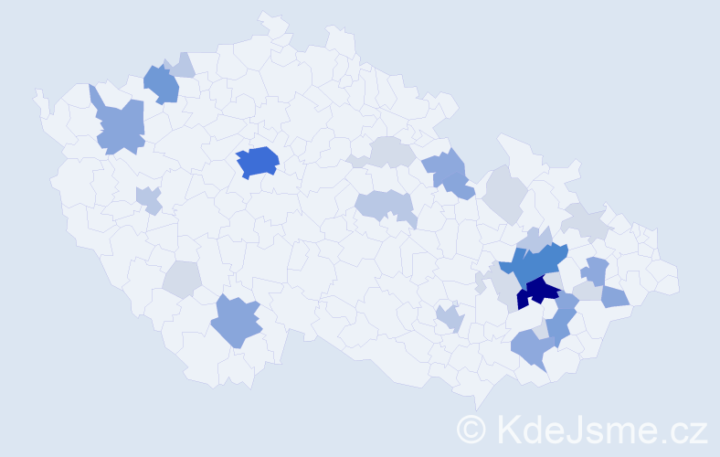 Příjmení: 'Nuc', počet výskytů 95 v celé ČR