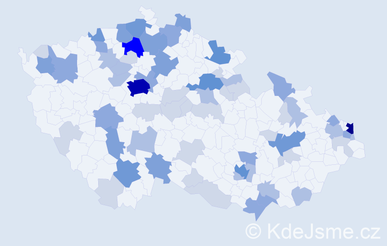 Příjmení: 'Antal', počet výskytů 183 v celé ČR