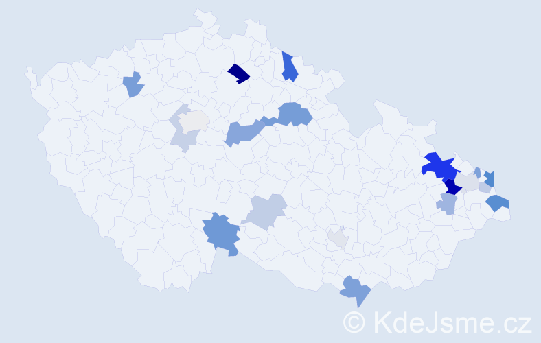 Příjmení: 'Magurová', počet výskytů 40 v celé ČR