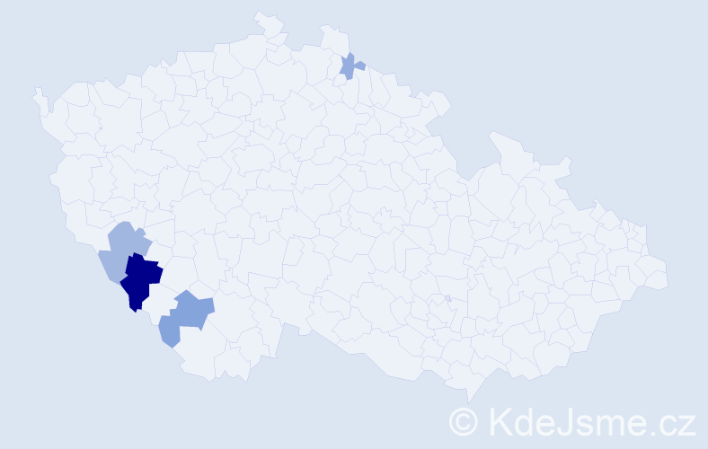 Příjmení: 'Pscheidlová', počet výskytů 11 v celé ČR