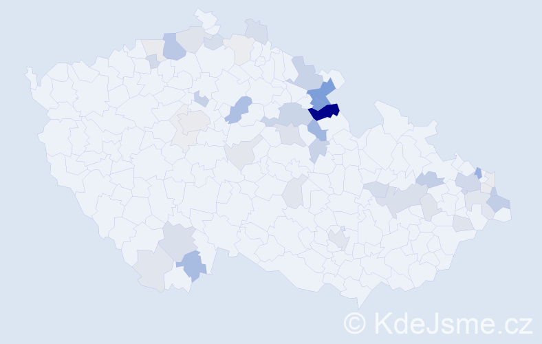 Příjmení: 'Vojnarová', počet výskytů 127 v celé ČR