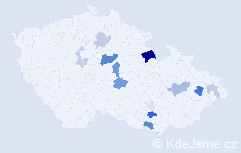 Příjmení: 'Nezmeškal', počet výskytů 23 v celé ČR