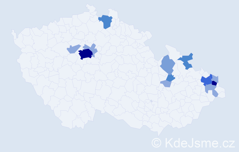 Příjmení: 'Kruk', počet výskytů 39 v celé ČR