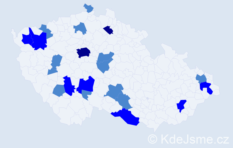 Příjmení: 'Andel', počet výskytů 32 v celé ČR
