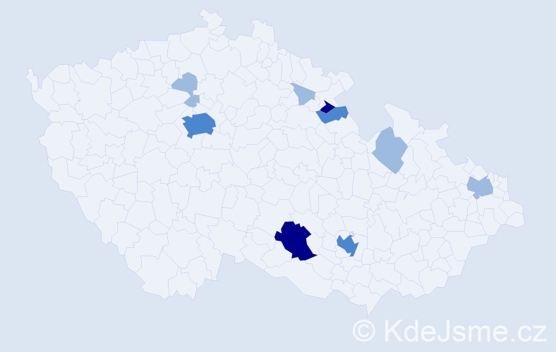 Příjmení: 'Kondek', počet výskytů 19 v celé ČR