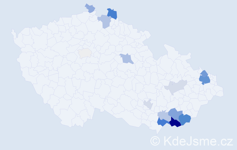Příjmení: 'Lidáková', počet výskytů 44 v celé ČR