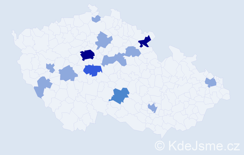 Příjmení: 'Bors', počet výskytů 25 v celé ČR