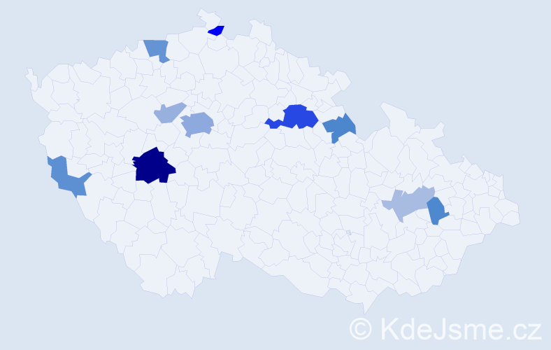 Příjmení: 'Hládek', počet výskytů 24 v celé ČR